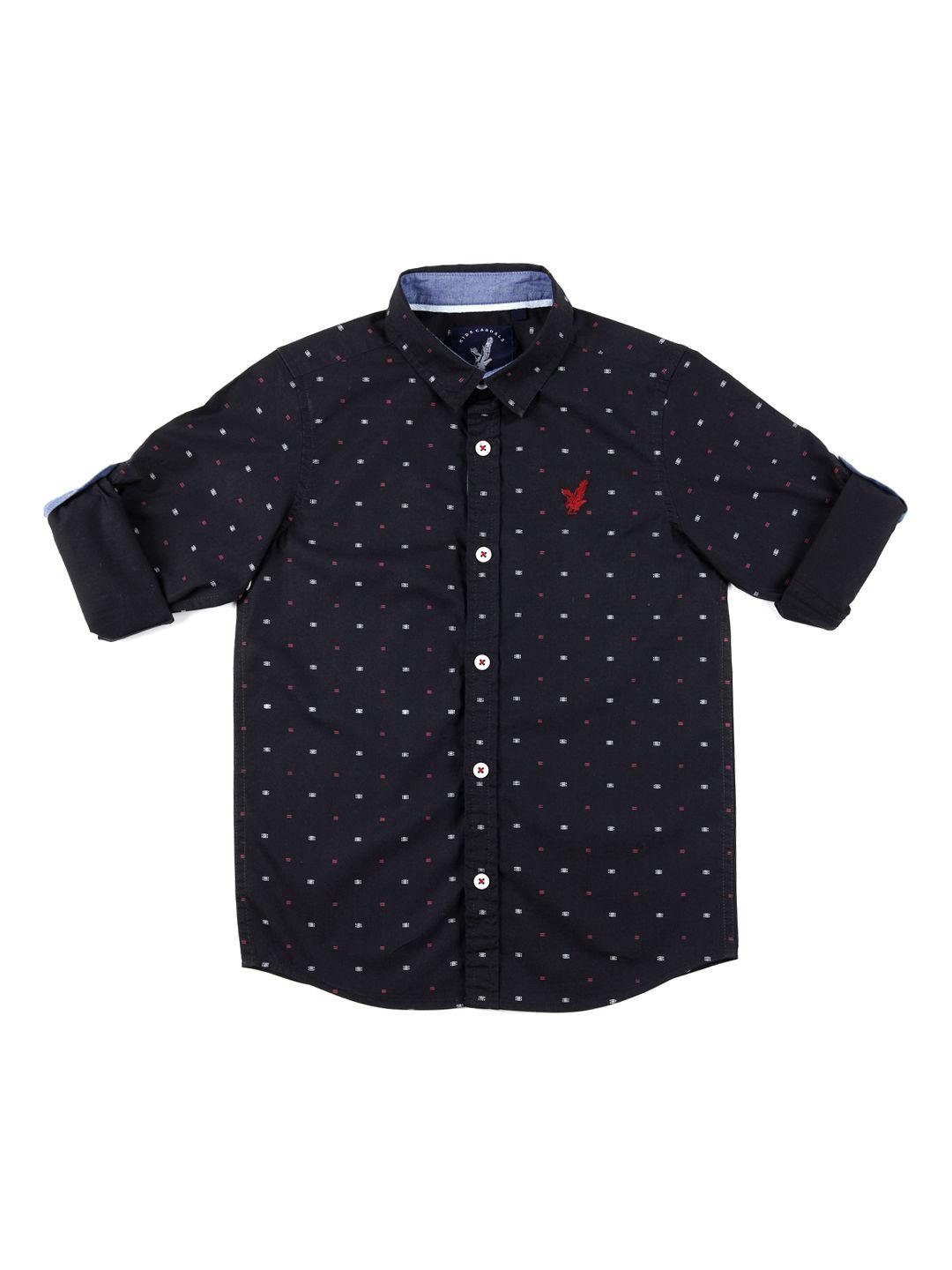 urban scottish boys black standard regular fit printed casual shirt