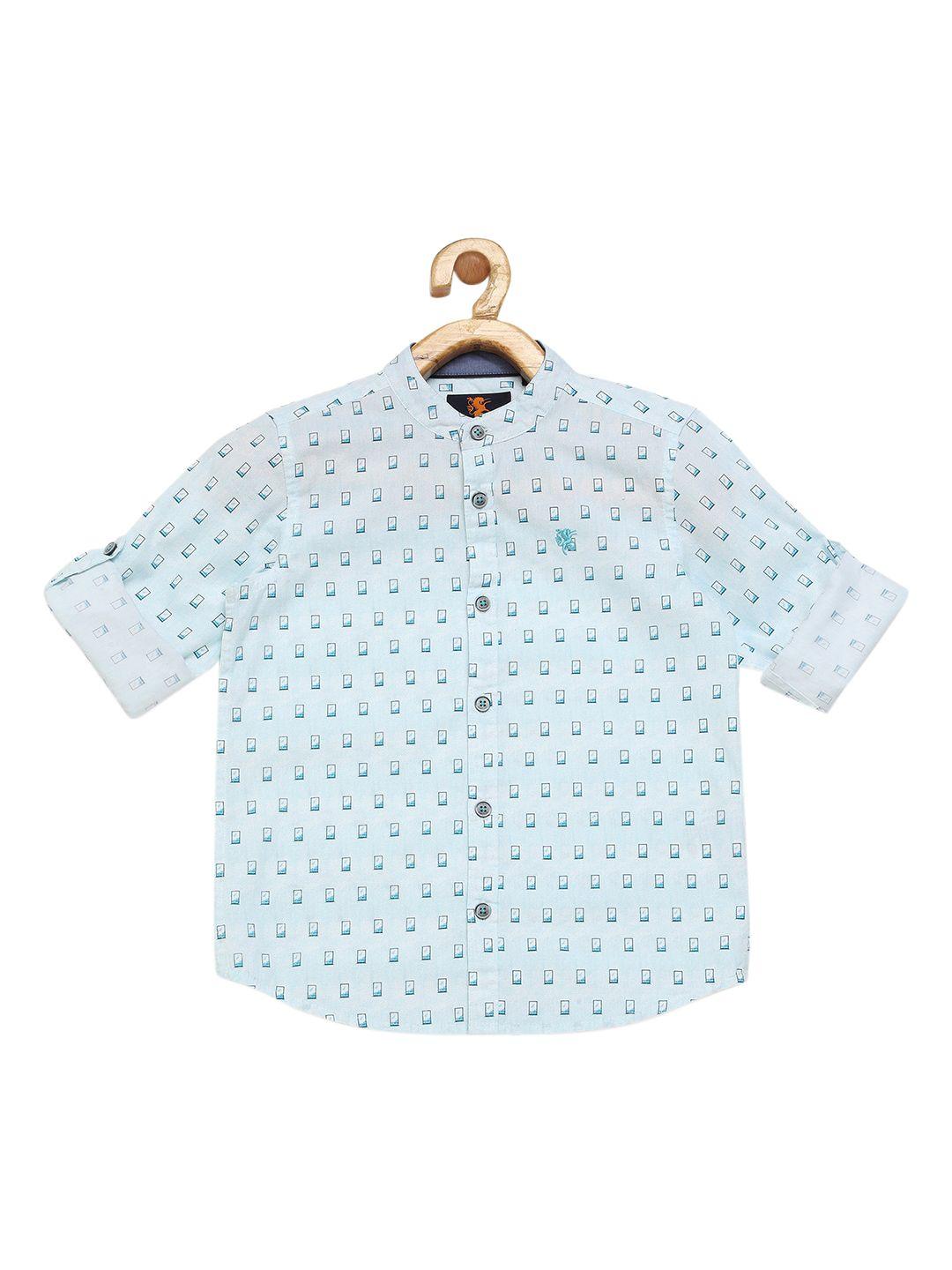 urban scottish boys blue printed casual shirt