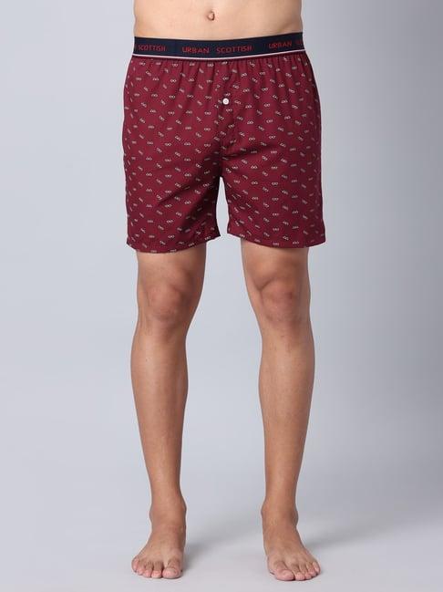 urban scottish maroon regular fit printed boxers