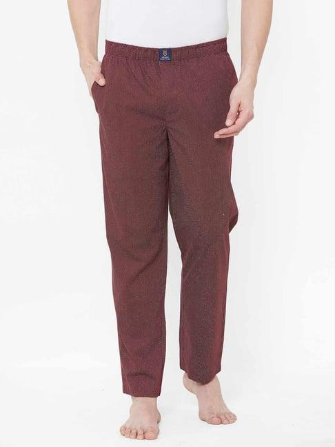 urban scottish maroon regular fit printed nightwear pyjamas