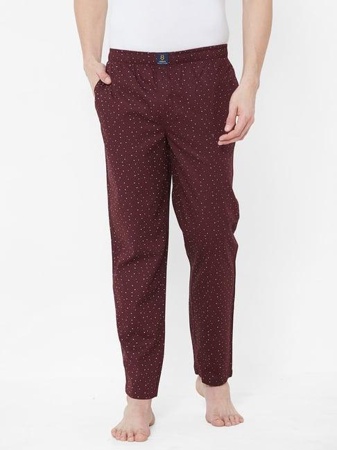 urban scottish maroon regular fit printed nightwear pyjamas