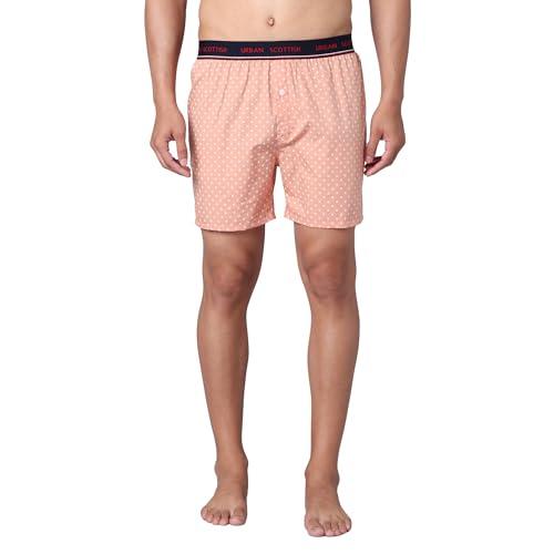 urban scottish men's boxer | peach, 100% cotton | regular fit, mid-rise | printed, outer elastic