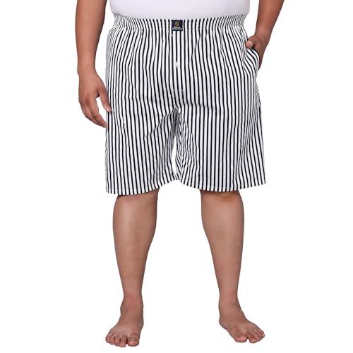 urban scottish men's plus size boxers | black/white, 100% cotton | regular fit, mid rise | stripe print, casual | 2 side pockets