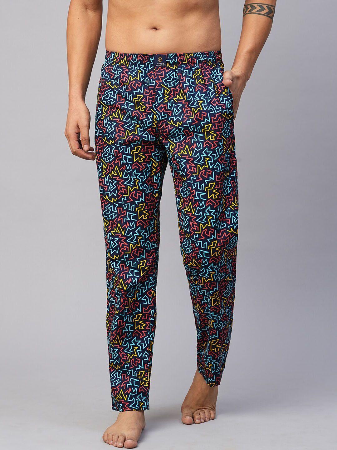 urban scottish men geometric printed cotton lounge pants