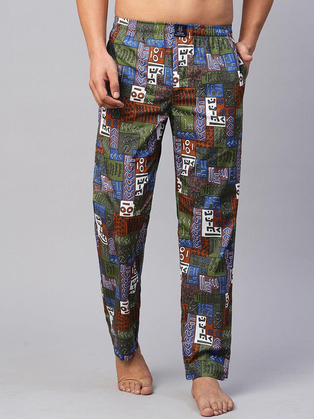 urban scottish men geometric printed cotton lounge pants