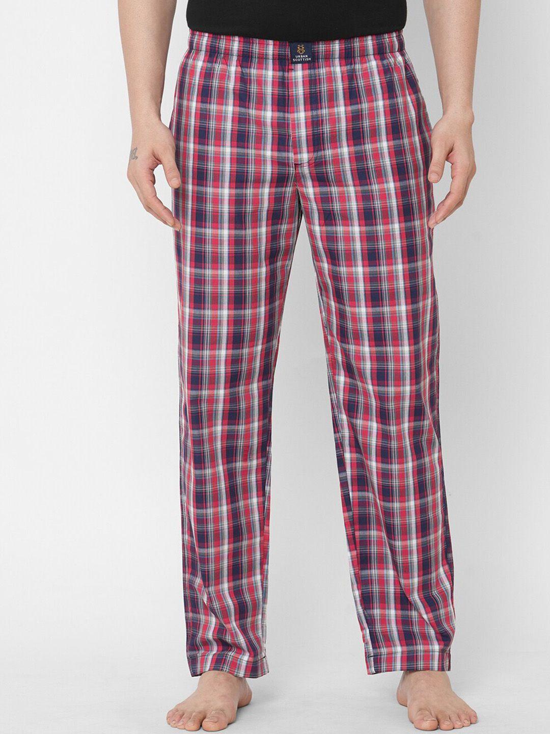 urban scottish men red striped pure cotton lounge pants