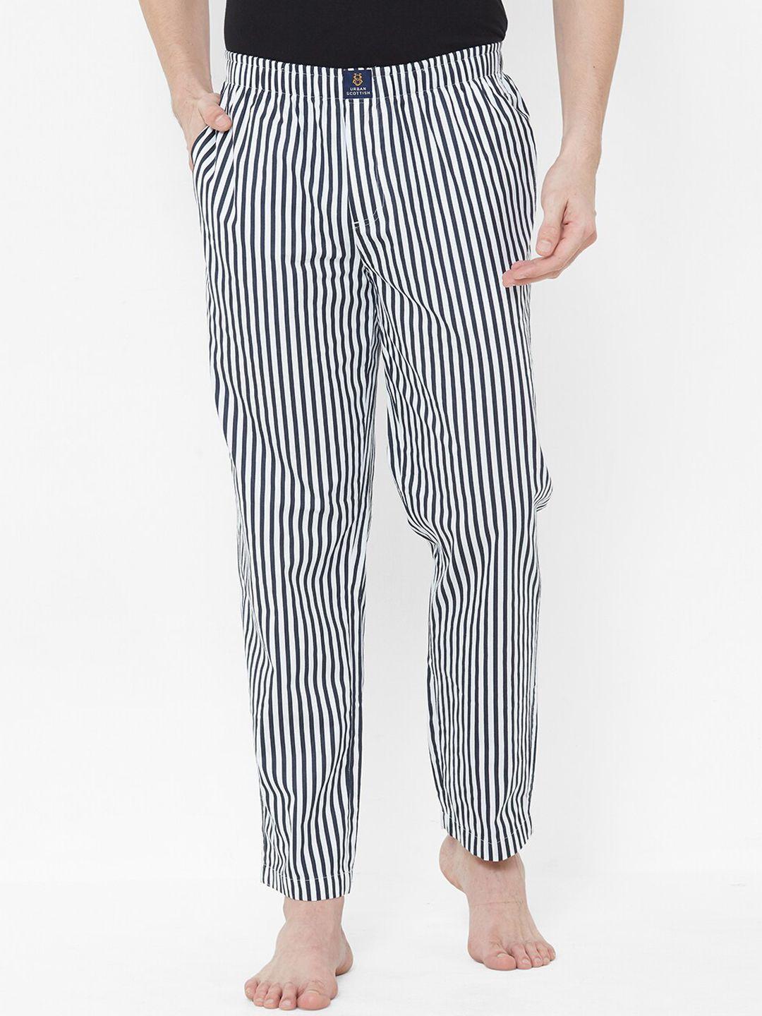 urban scottish men white & grey striped lounge pants