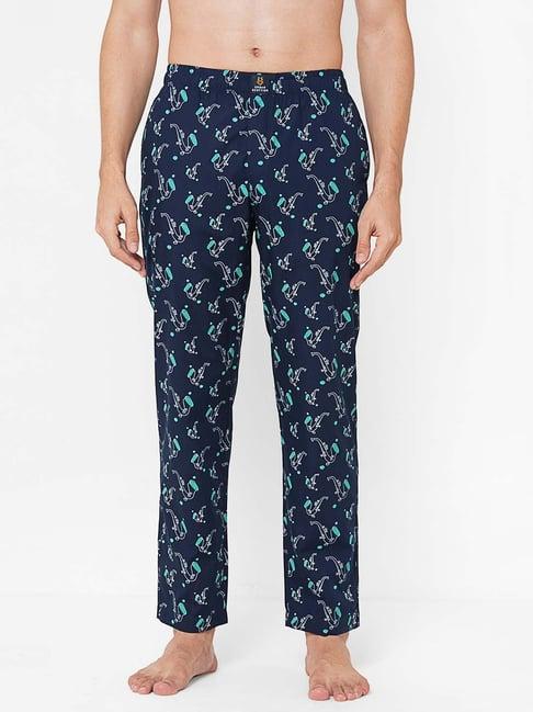 urban scottish navy regular fit printed lounge pants