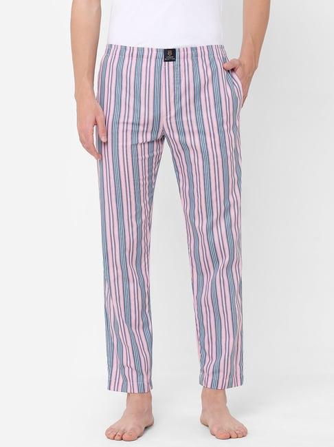 urban scottish pink regular fit striped lounge pants