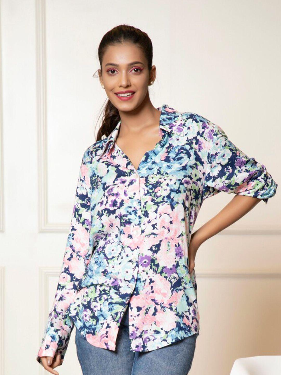 urban sundari classic floral printed cotton casual shirt