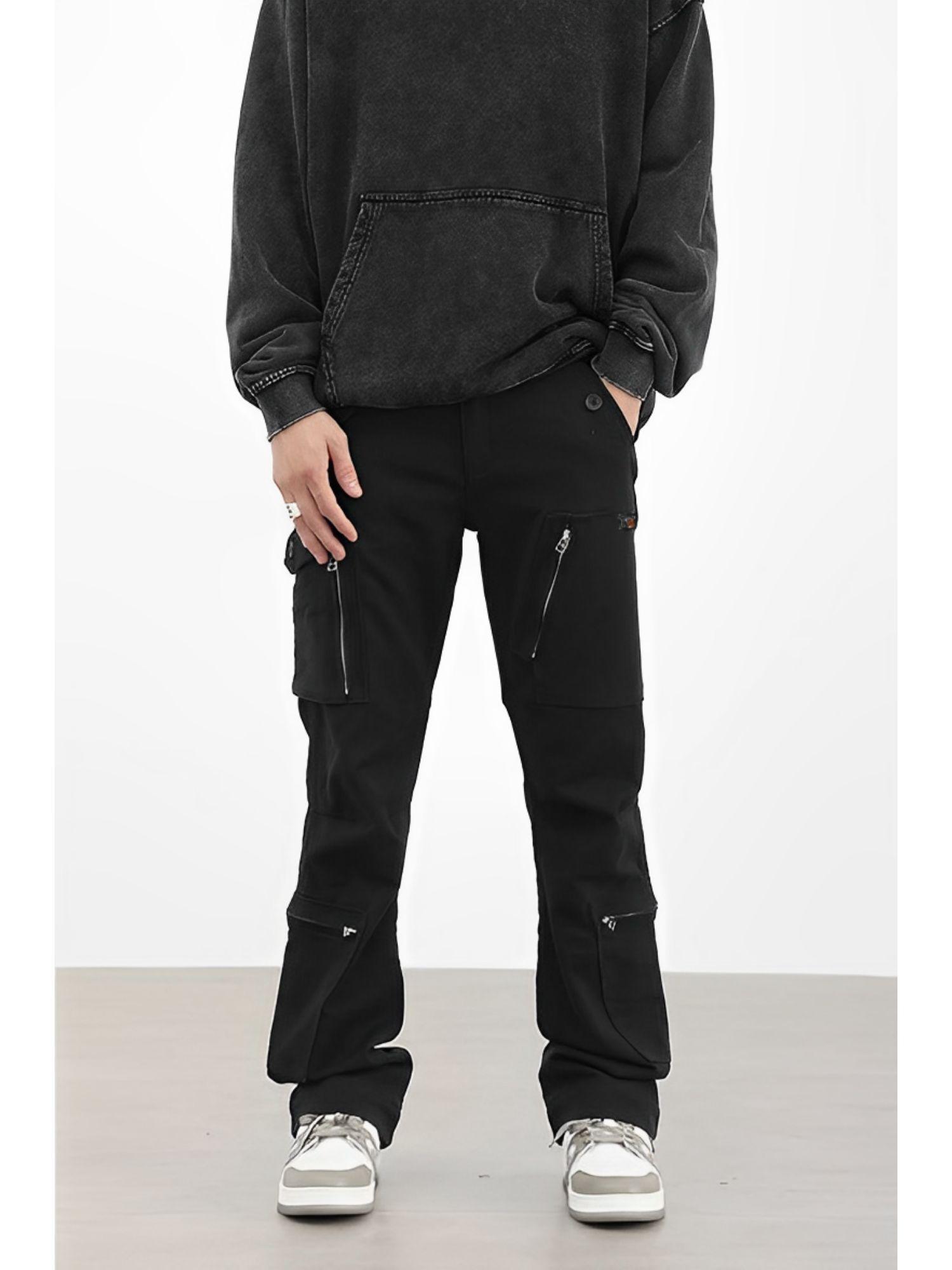 urban tech multi pocket zip trousers black