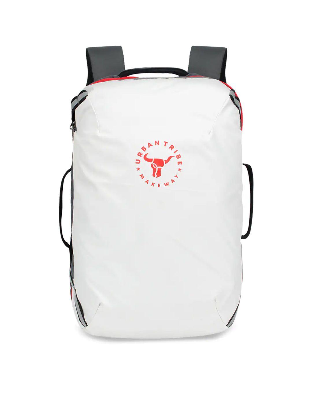 urban tribe adult white & grey water repellent brand logo printed backpack
