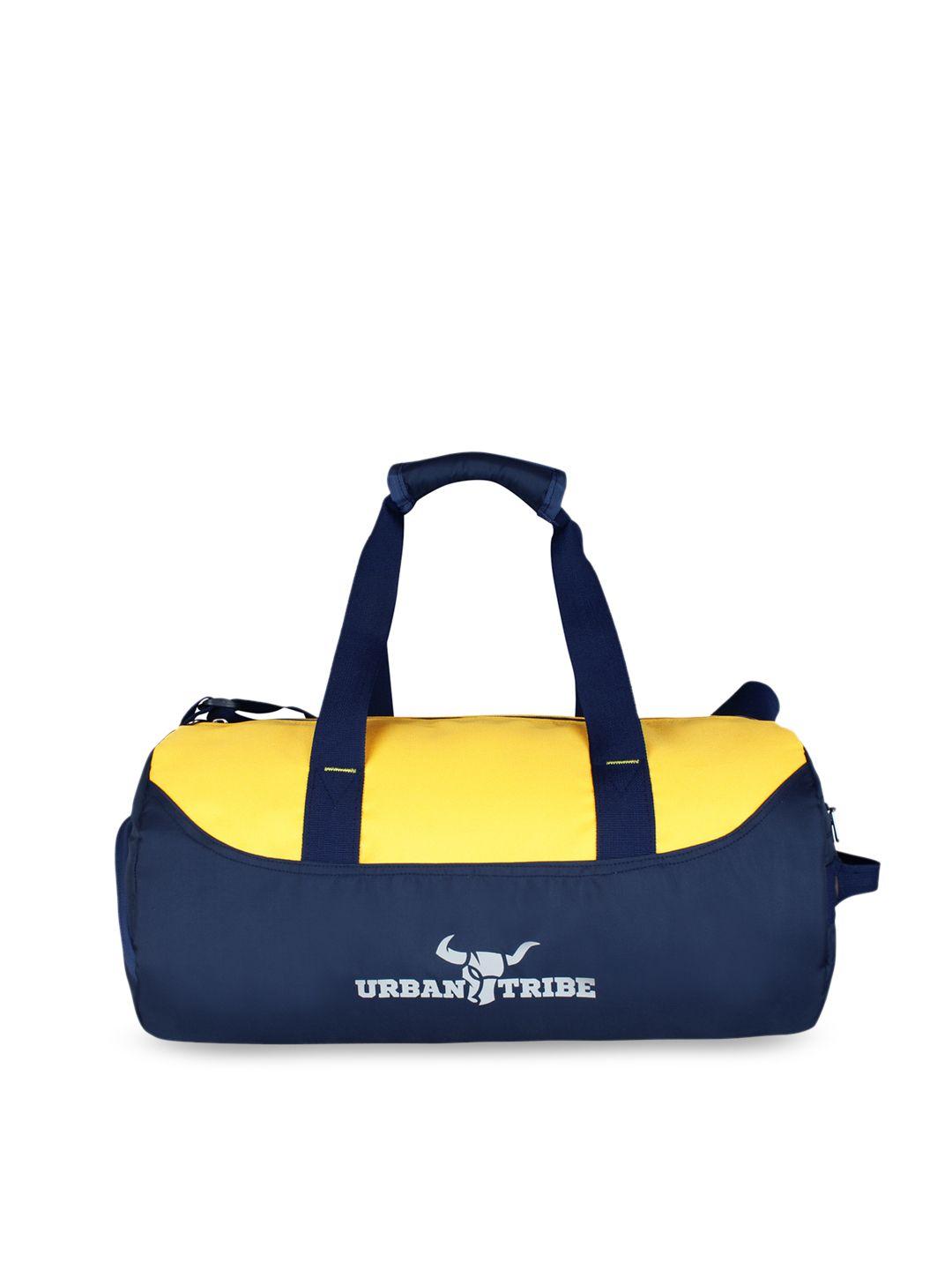 urban tribe bolt navy blue & yellow gym duffel bag