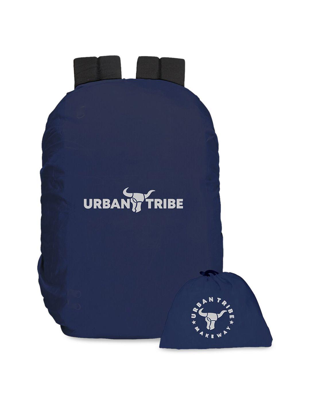 urban tribe navy blue & white printed backpack rain cover with pouch