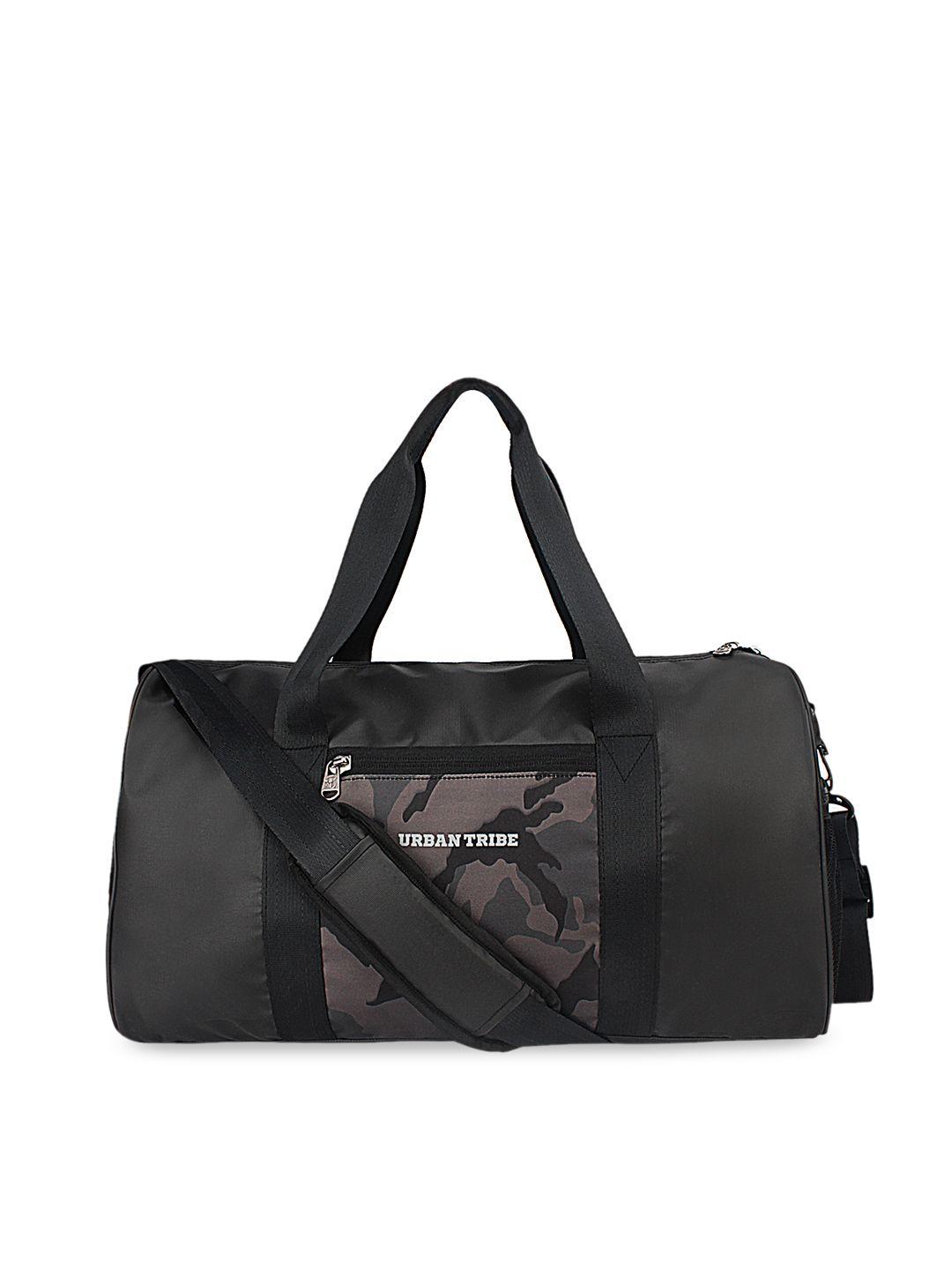 urban tribe unisex black printed duffel bag