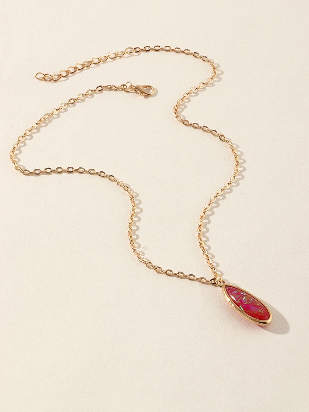urbanic gold-toned & red pendant necklace