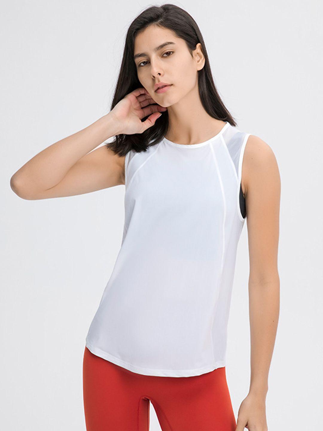 urbanic white solid styled back top