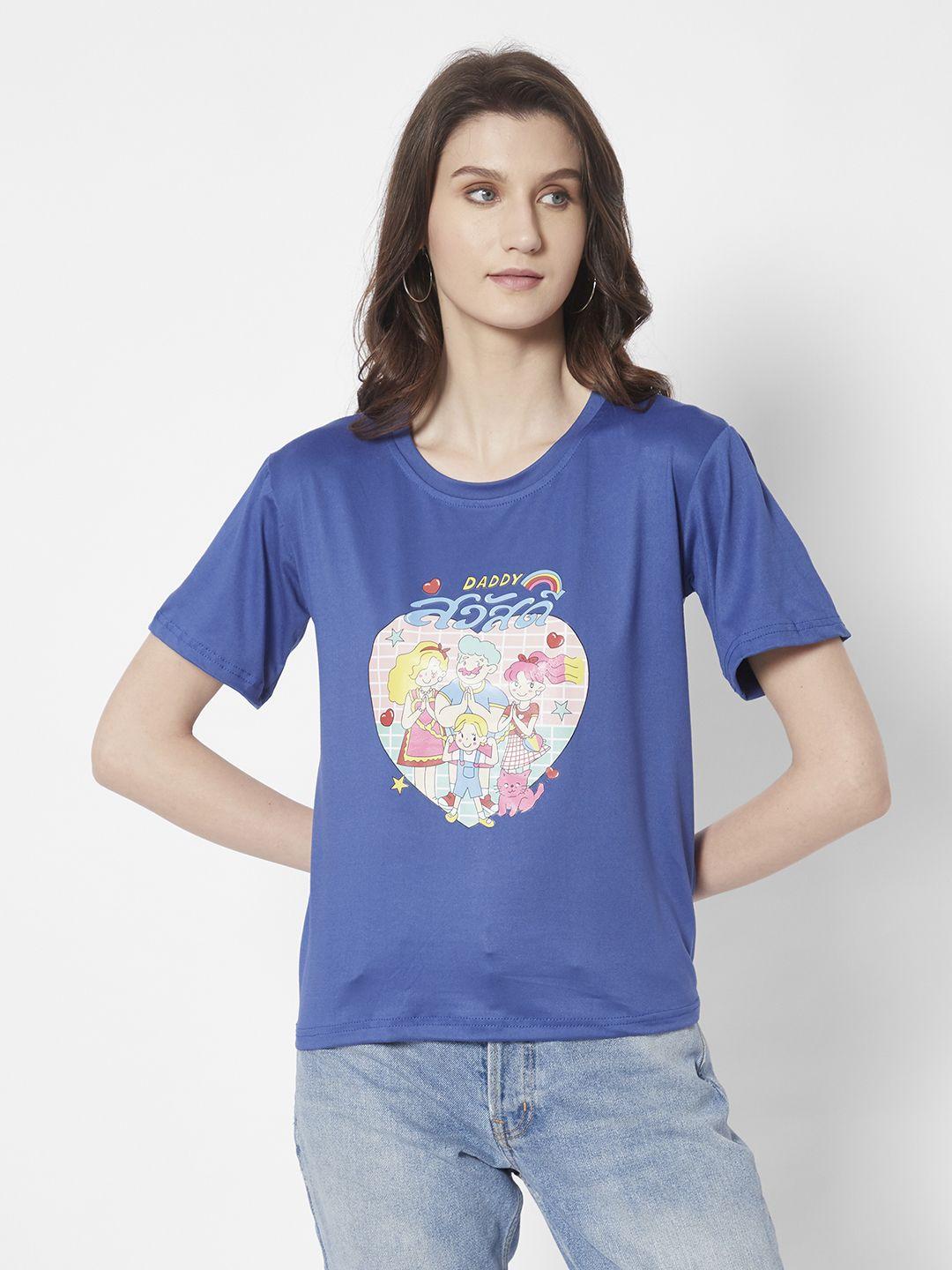 urbanic women blue printed t-shirt