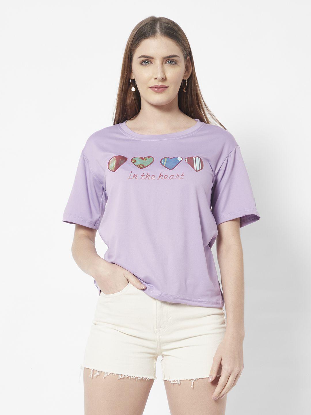 urbanic women lavender printed t-shirt