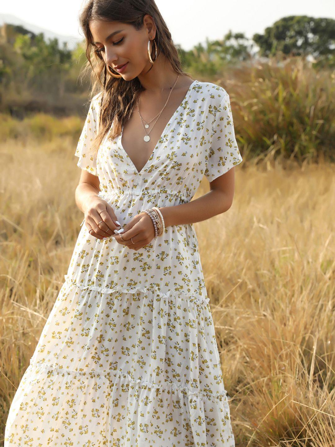 urbanic black & white floral ruffle a-line dress