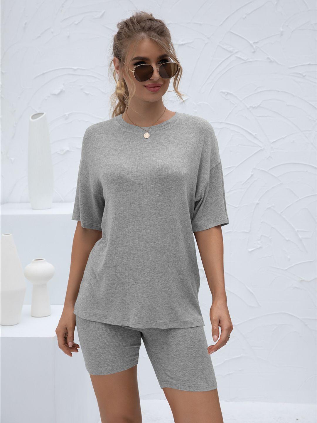 urbanic grey melange solid co-ord set