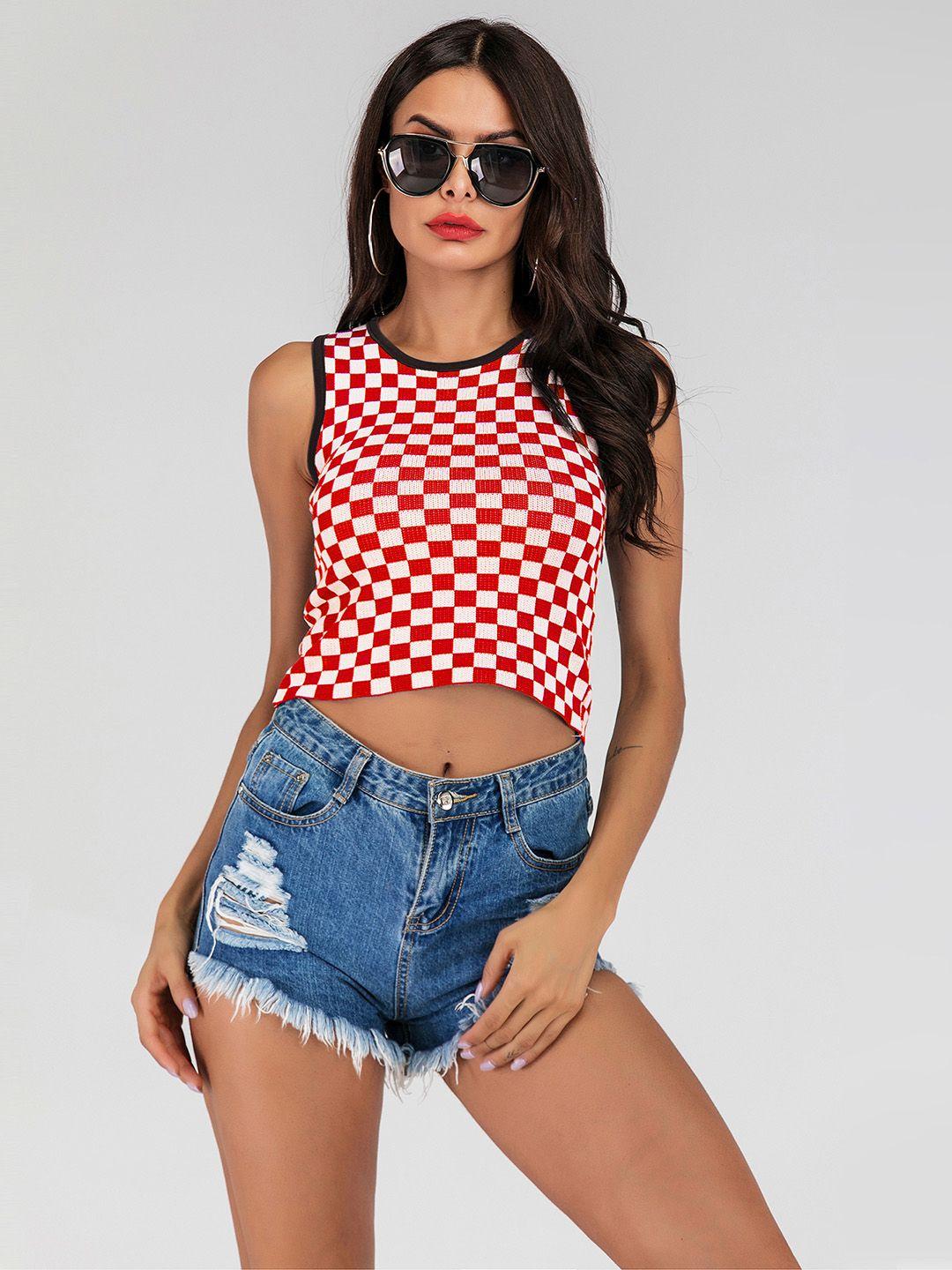 urbanic red & white checkered crop top