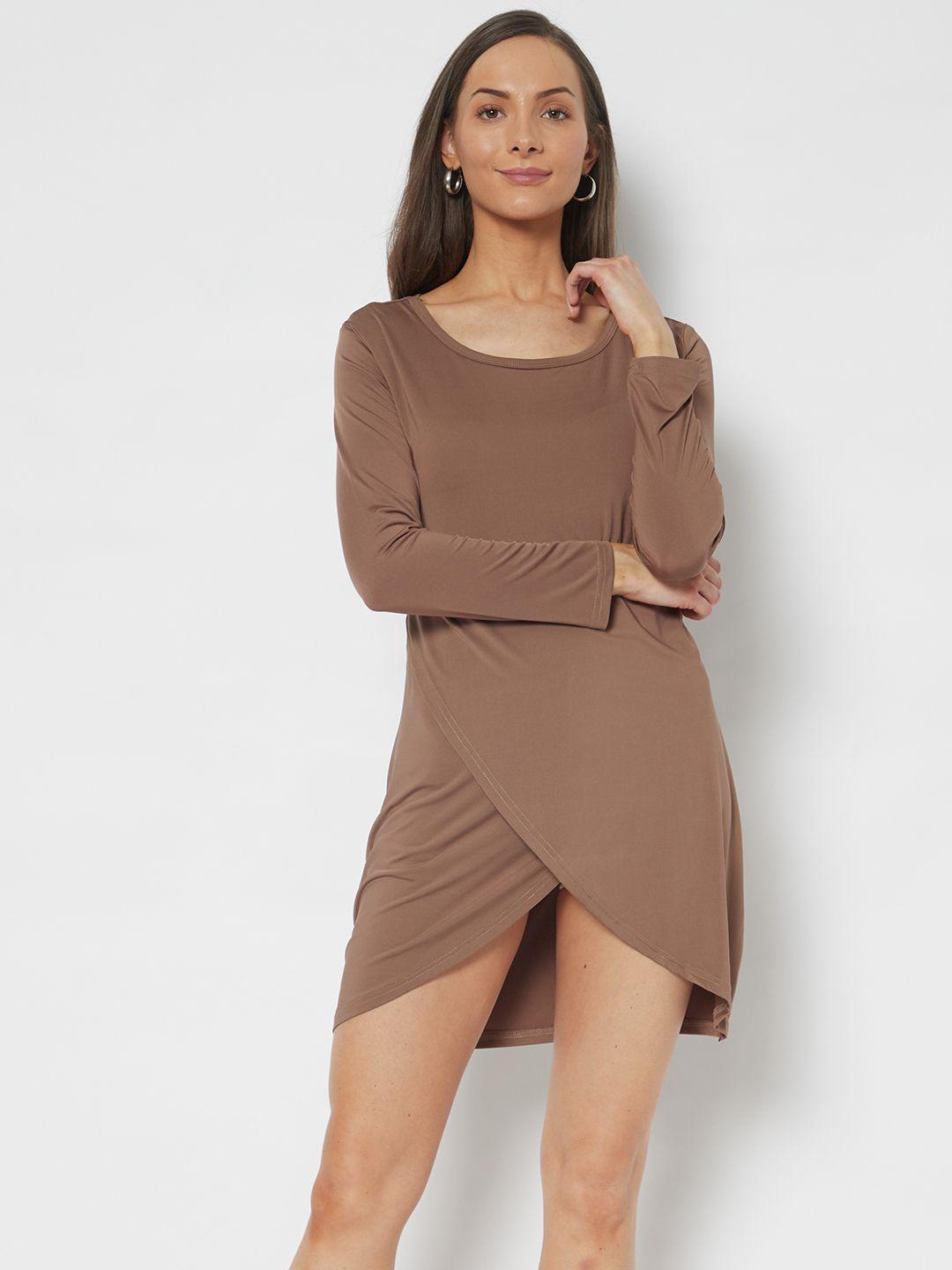 urbanic taupe solid sheath mini dress