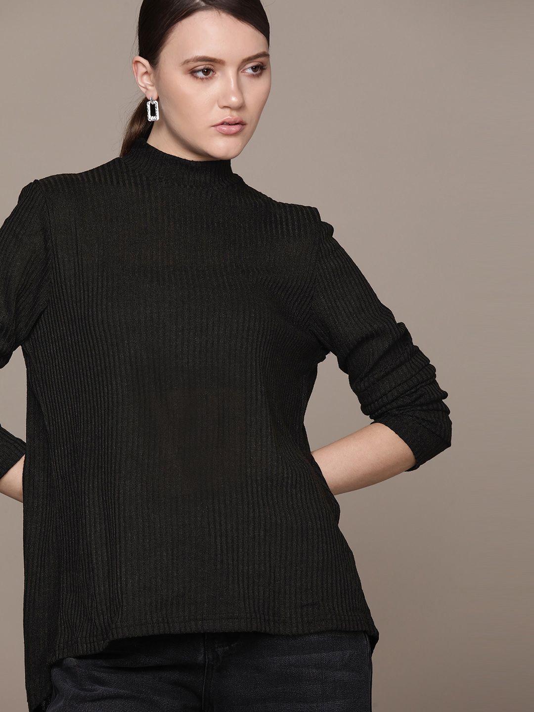 urbanic women black solid styled back pullover