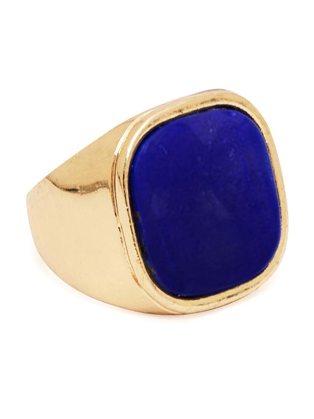 urbanic women blue & gold-toned geometric ring