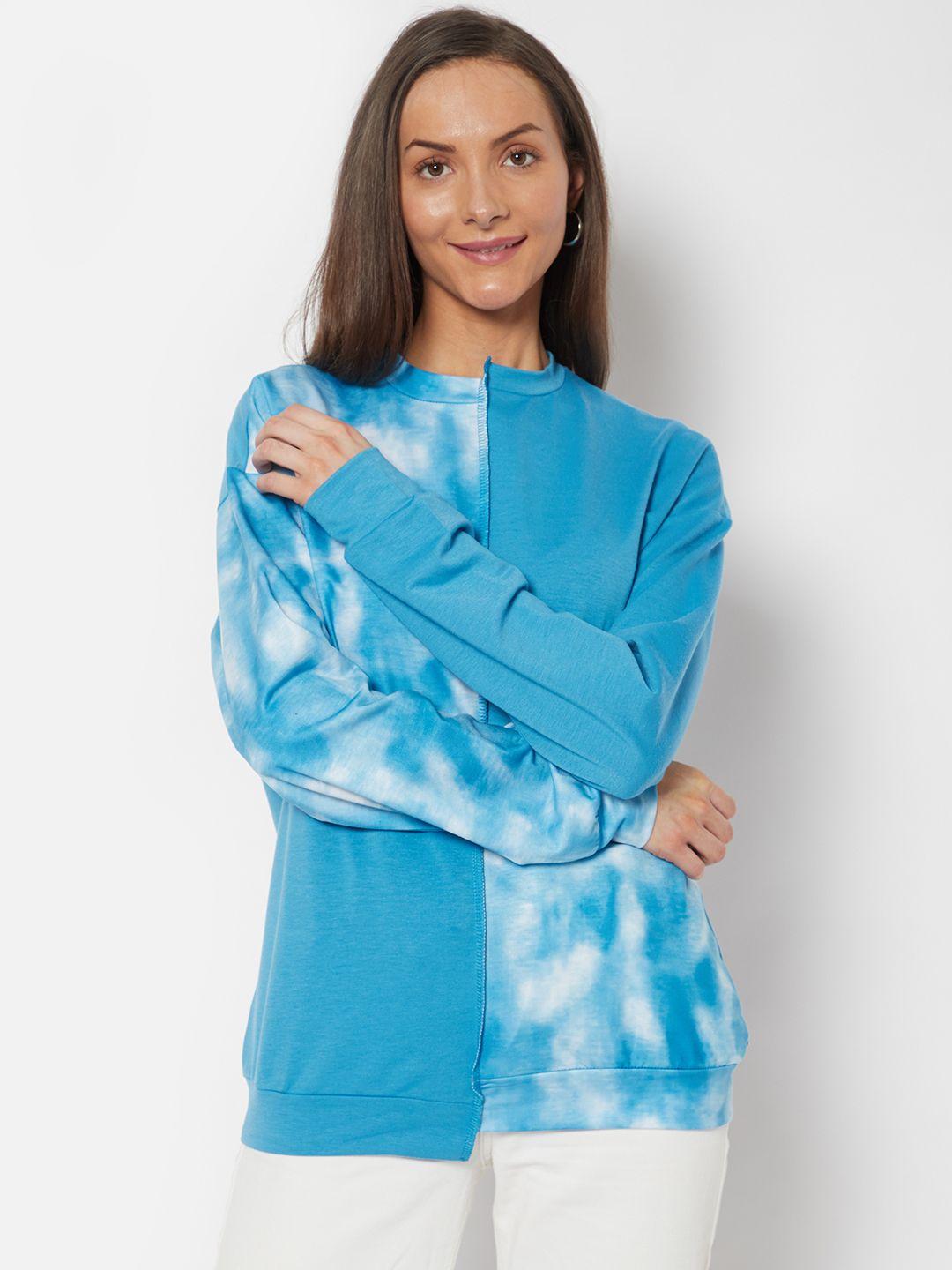 urbanic women blue tie & dye effect sweatshirt