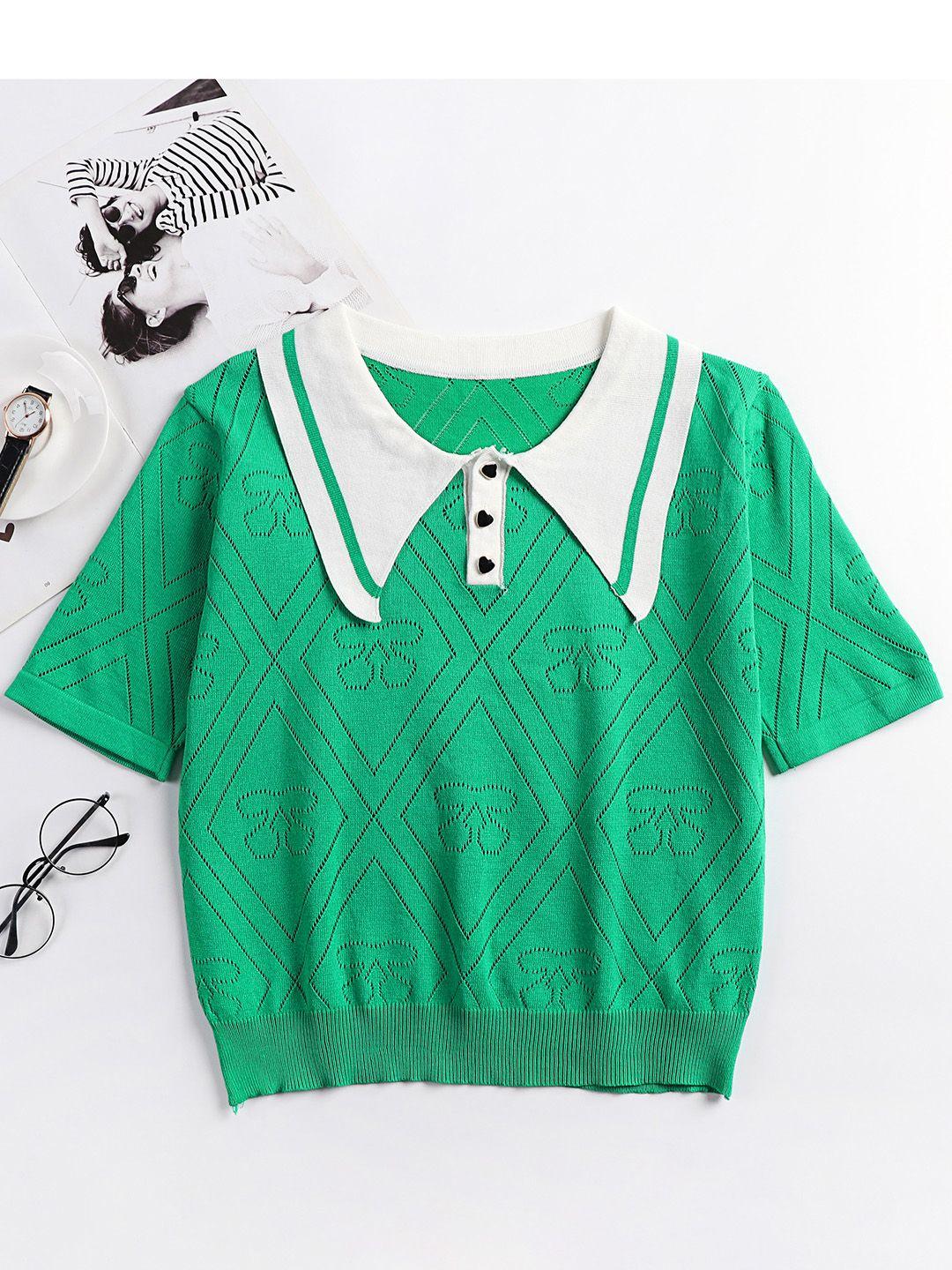 urbanic women green open knit pullover