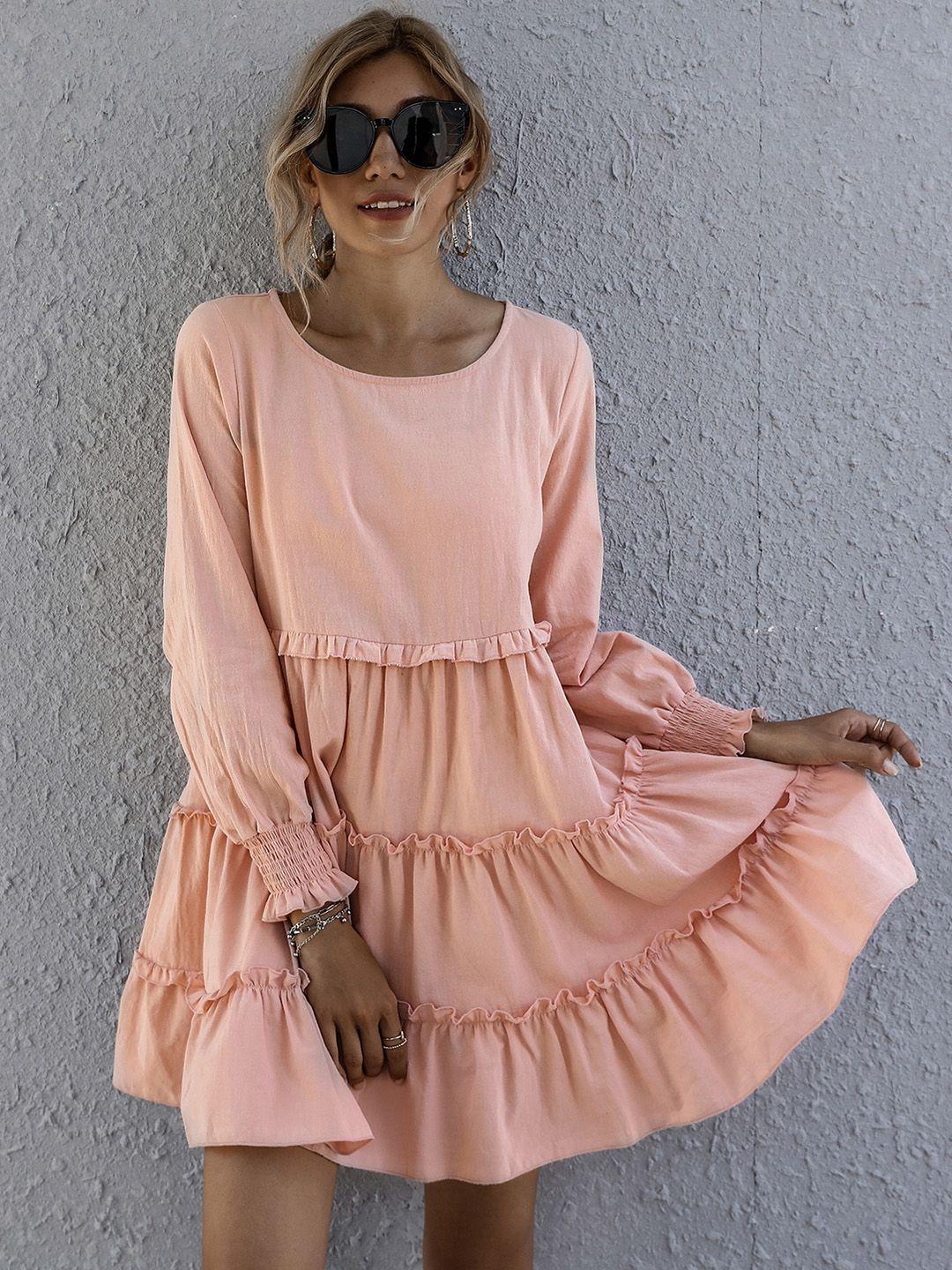 urbanic women peach-coloured a-line dress