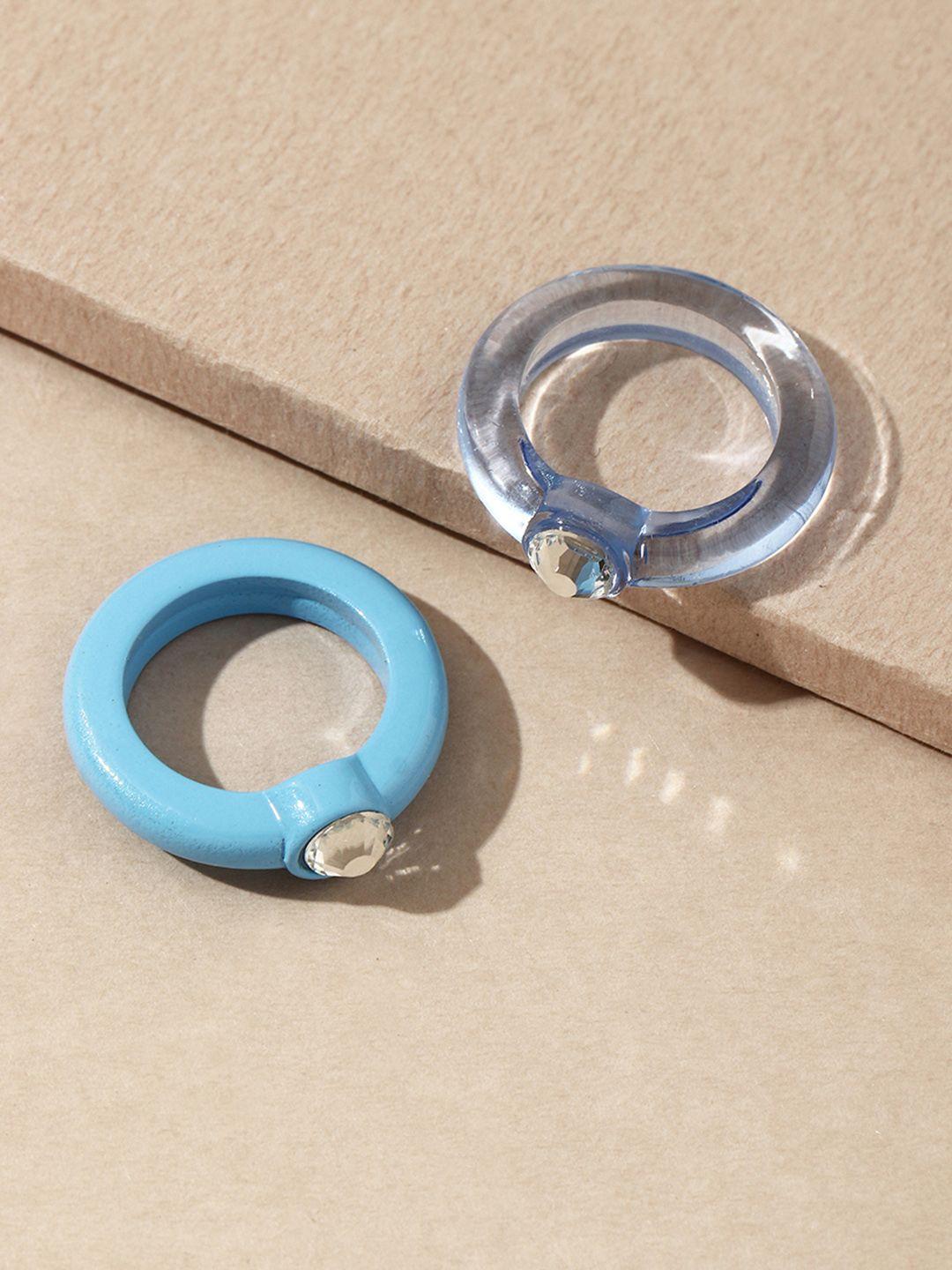 urbanic women set of 2 blue finger rings