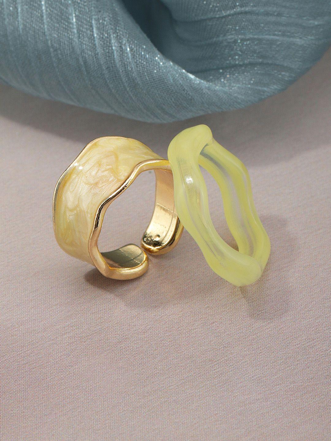 urbanic women set of 2 gold-plated yellow finger rings