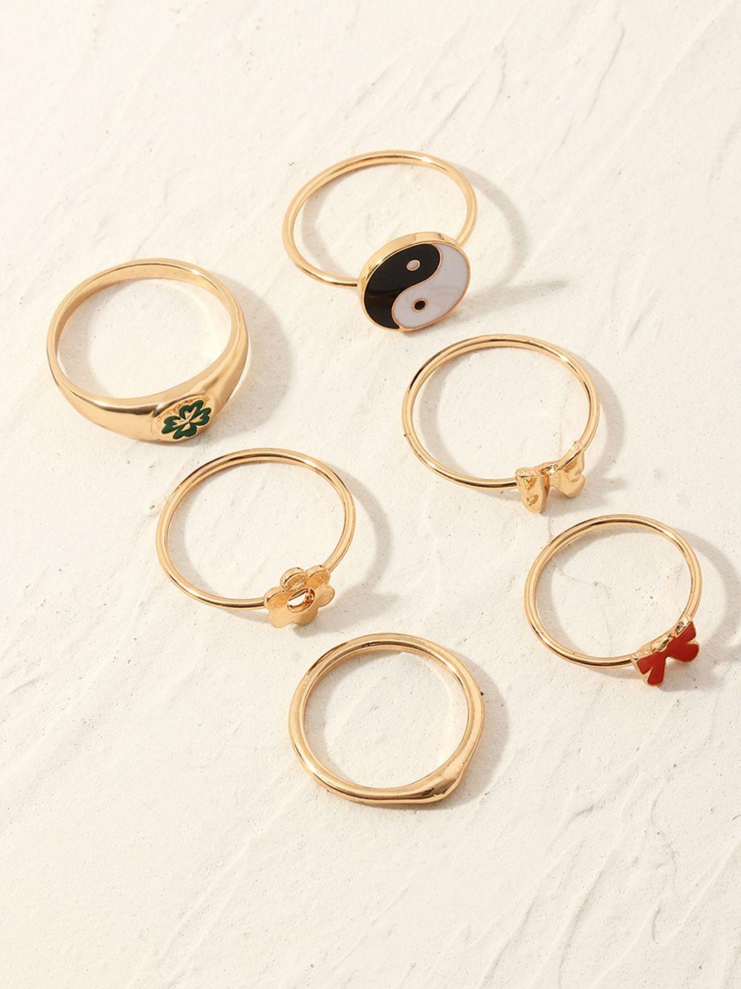 urbanic women set of 6 gold geometric imitation rings