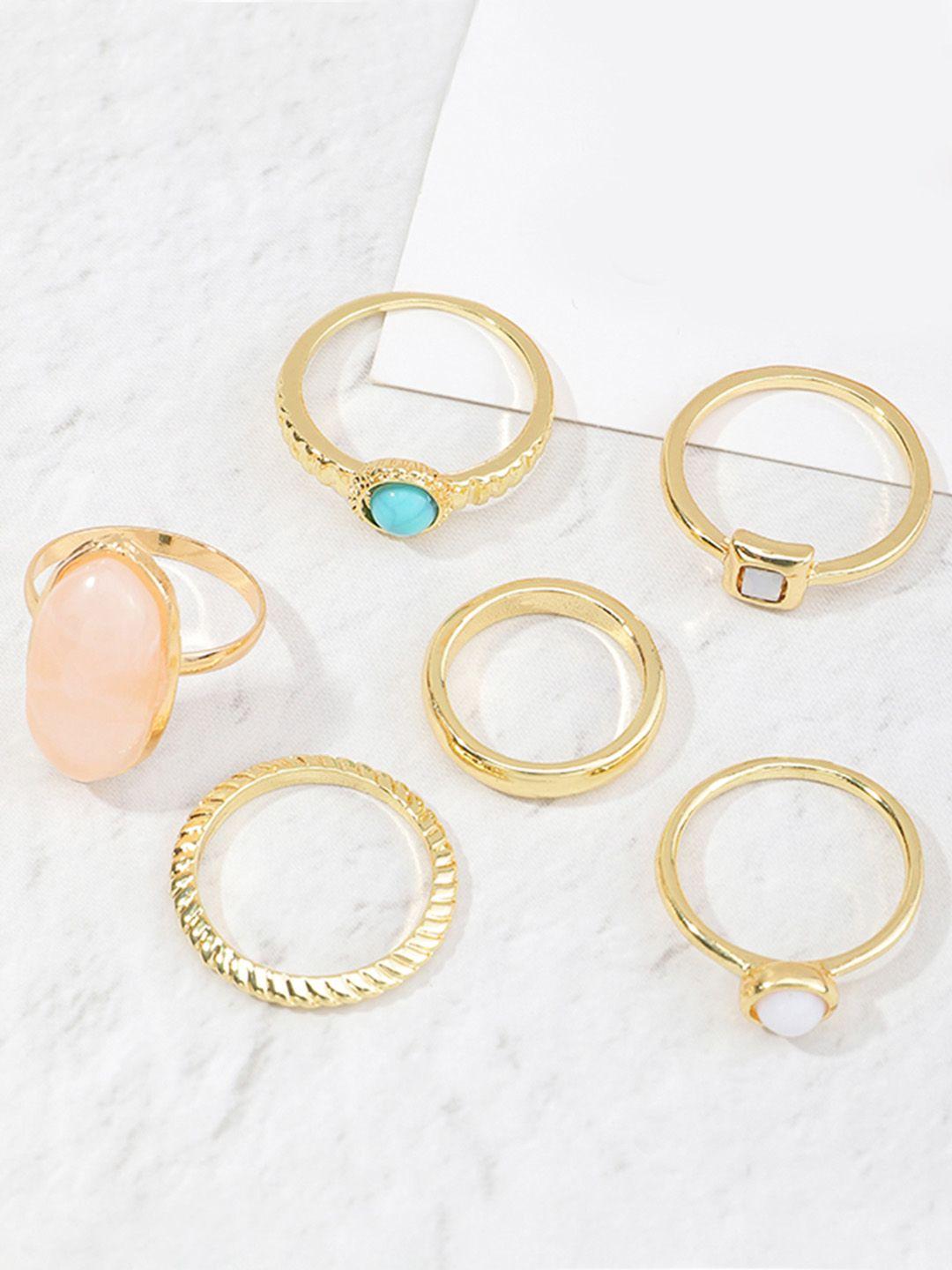 urbanic women set of 6 gold-plated finger ring