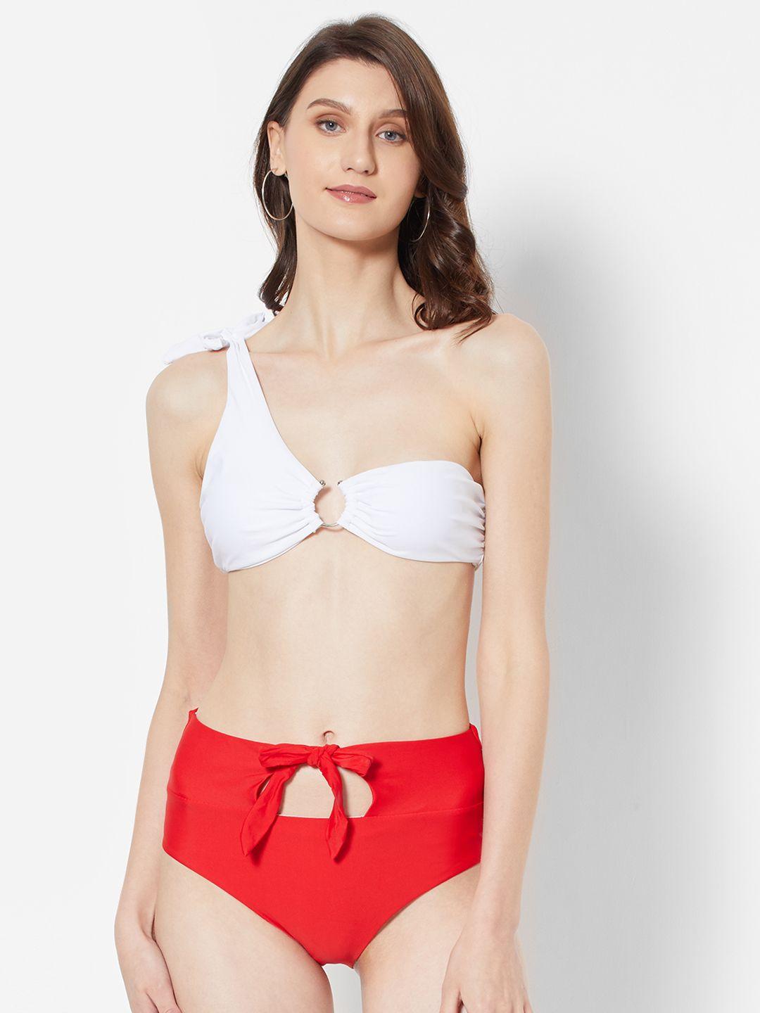 urbanic women white & red solid tankinis