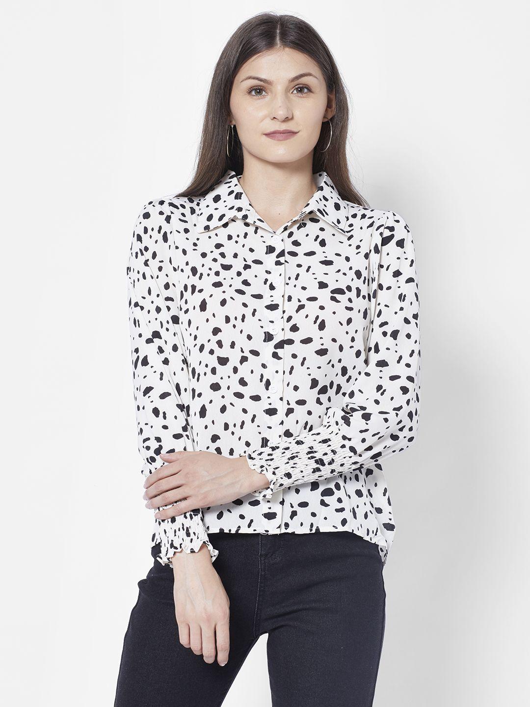 urbanic women white abstract printed casual shirt