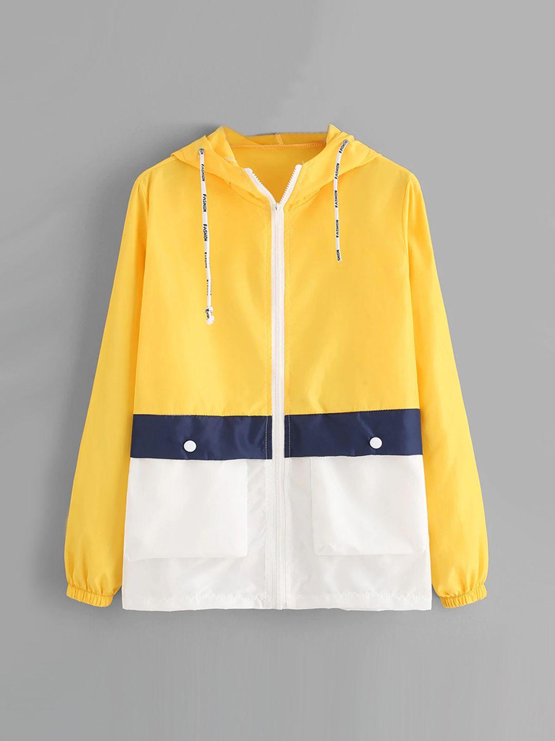 urbanic women yellow white colourblocked tailored jacket