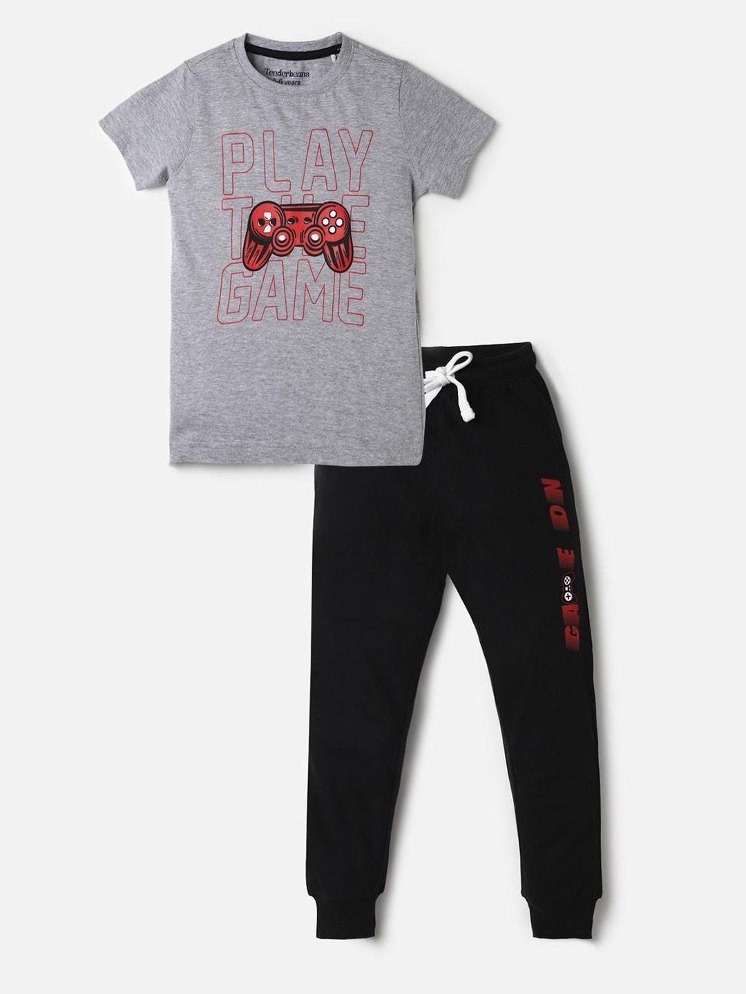 urbanmark-boys-grey-&-red-printed-t-shirt-with-trousers