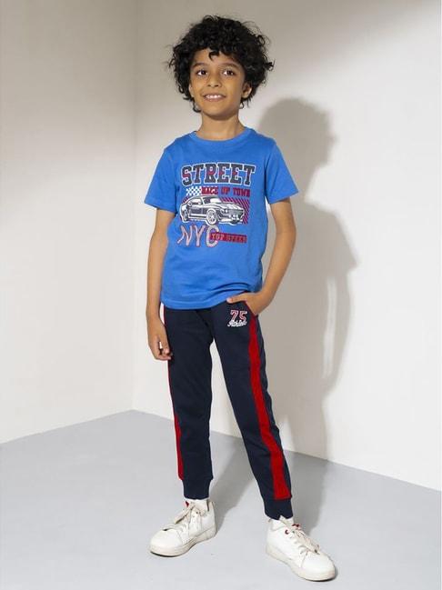 urbanmark-junior-blue-printed-t-shirt-with-trackpants