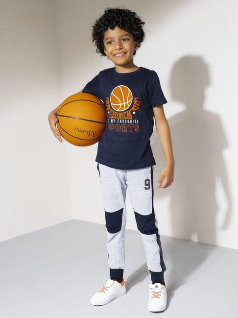 urbanmark-junior-navy-&-grey-printed-t-shirt-with-trackpants