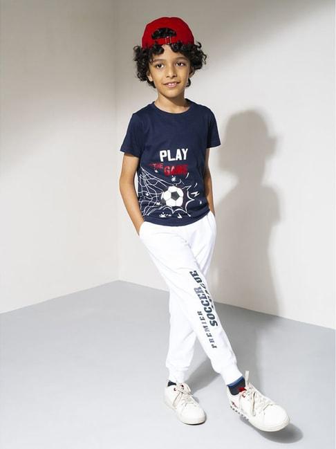 urbanmark-junior-navy-&-white-printed-t-shirt-with-trackpants