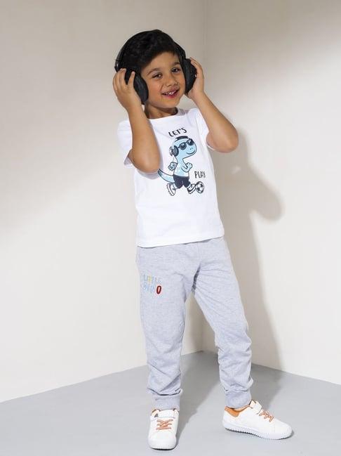 urbanmark-junior-white-&-grey-printed-t-shirt-with-trackpants