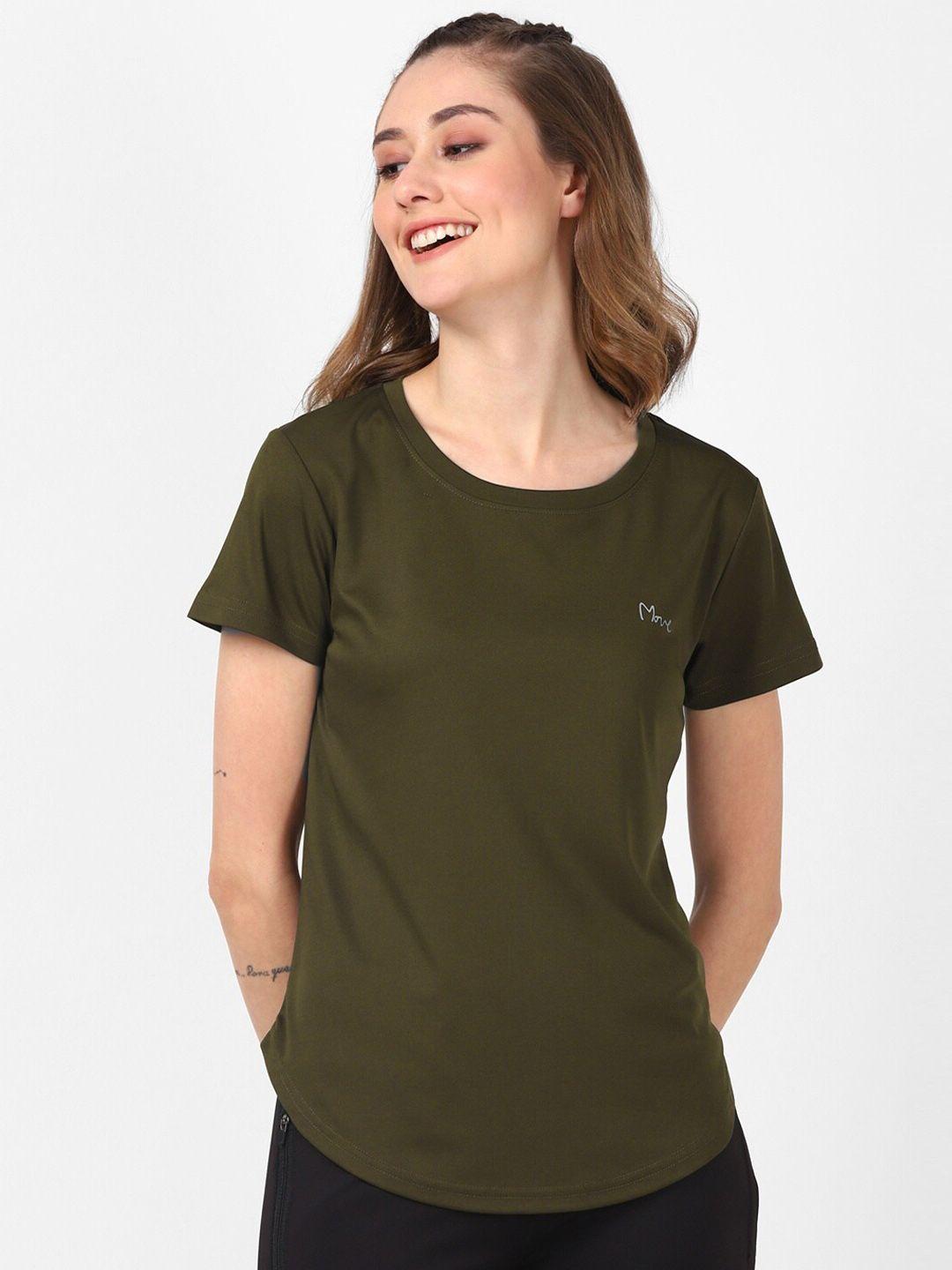 urbanmark women olive green cut outs t-shirt