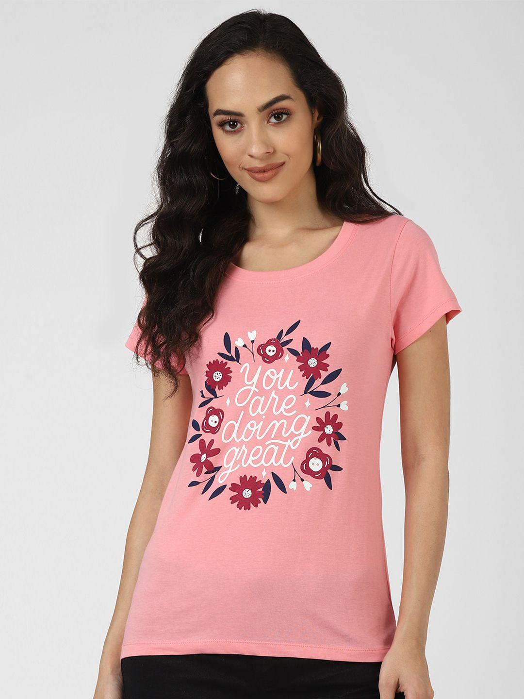 urbanmark regular fit floral printed round neck cotton t-shirt