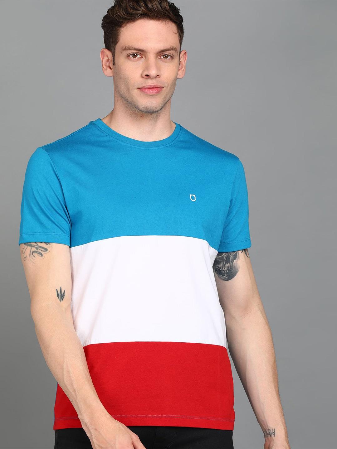 urbano fashion men colourblocked slim fit cotton t-shirt