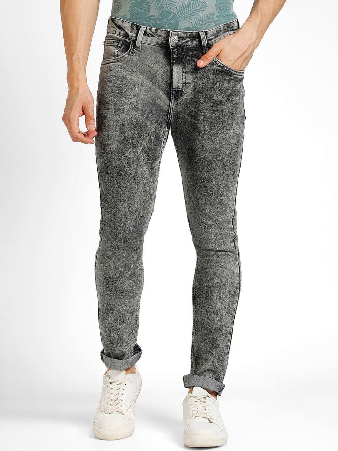 urbano fashion men grey mildly distressed heavy fade stretchable jeans