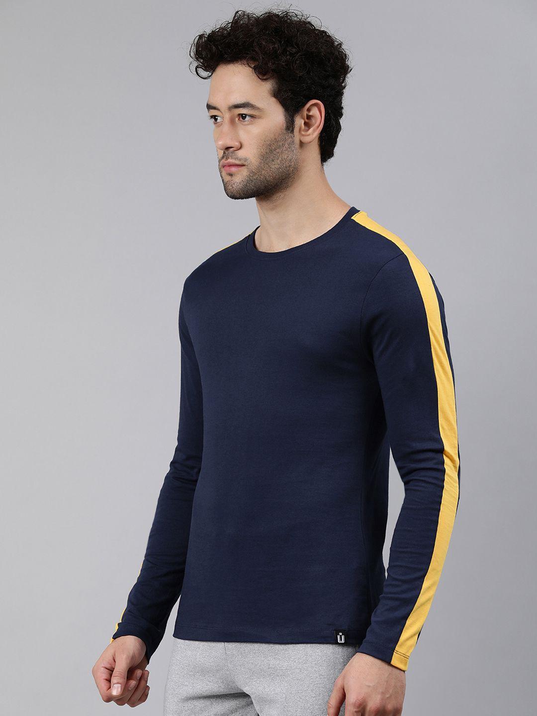 urbano fashion men navy blue pure cotton t-shirt