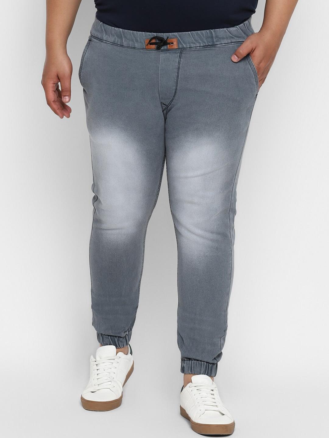 urbano plus men grey jogger heavy fade stretchable jeans